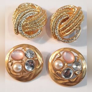 Gold Tone 2 Pair Of Chunky Earings